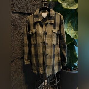 Lucky Brand Olive Plaid Utility Jacket
